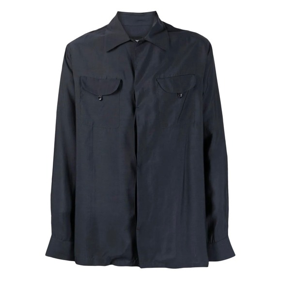 Giorgio Armani Other - Giorgio Armani Mens Navy Blue Lyocell Silk Button Long Sleeve Shirt  16/41